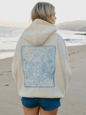 NEW never worn Pink Palm Puff Live in the Moment Hoodie XS Sand yellow